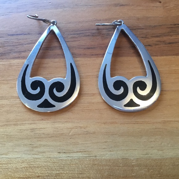 Vintage Silver 925 dangle teardrop earrings - Picture 1 of 4